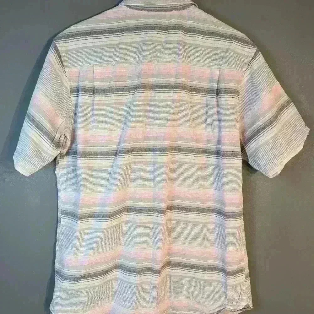 Bob Timberlake men's medium short sleeve button down shirt striped 100%cotton - Picture 5 of 5